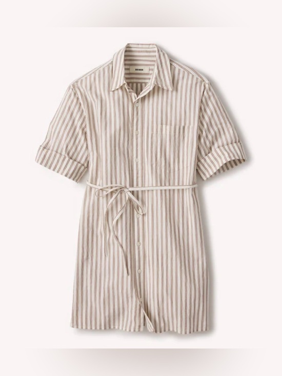 Buck Mason Dresses & Skirts - NWT Buck Mason Mainstay Cotton S/S Shirt Dress Natural / Brown Reef Stripe Small